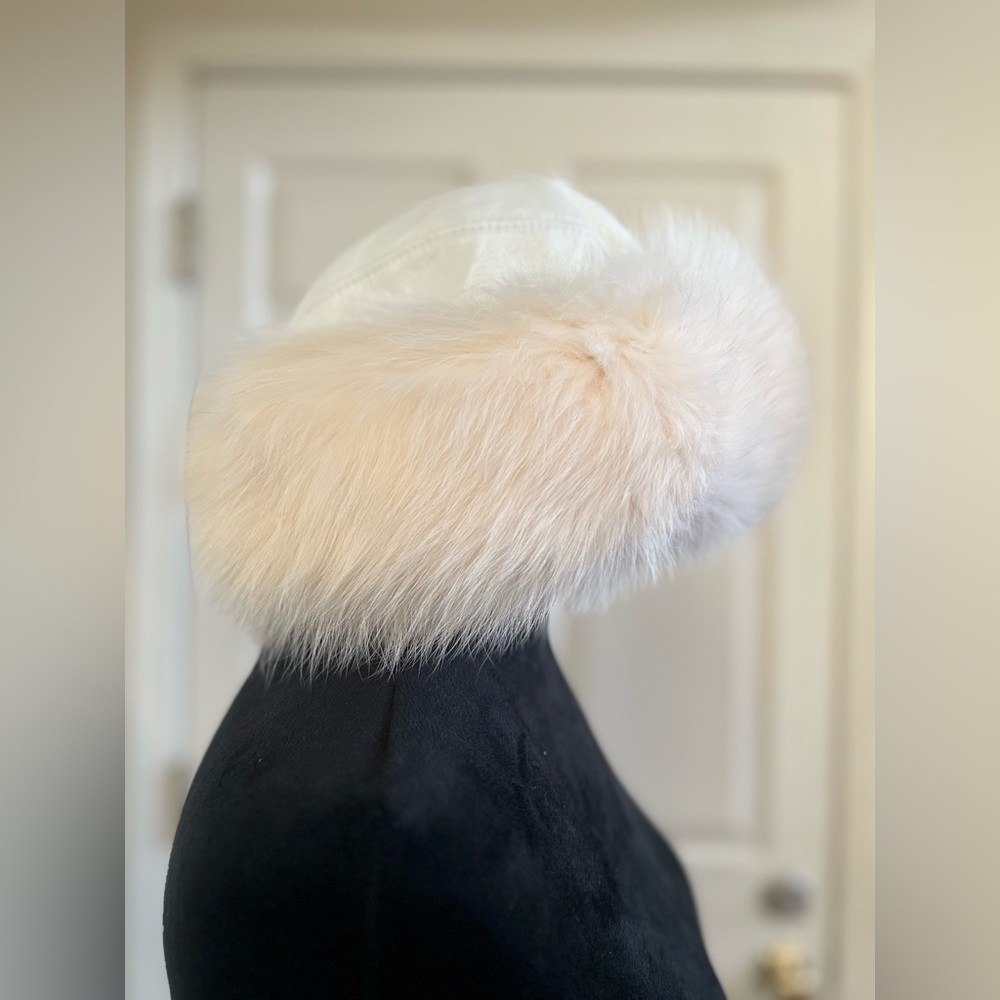 Vintage ABC Furs White Leather Fox Fur Hat - Picture 3 of 9